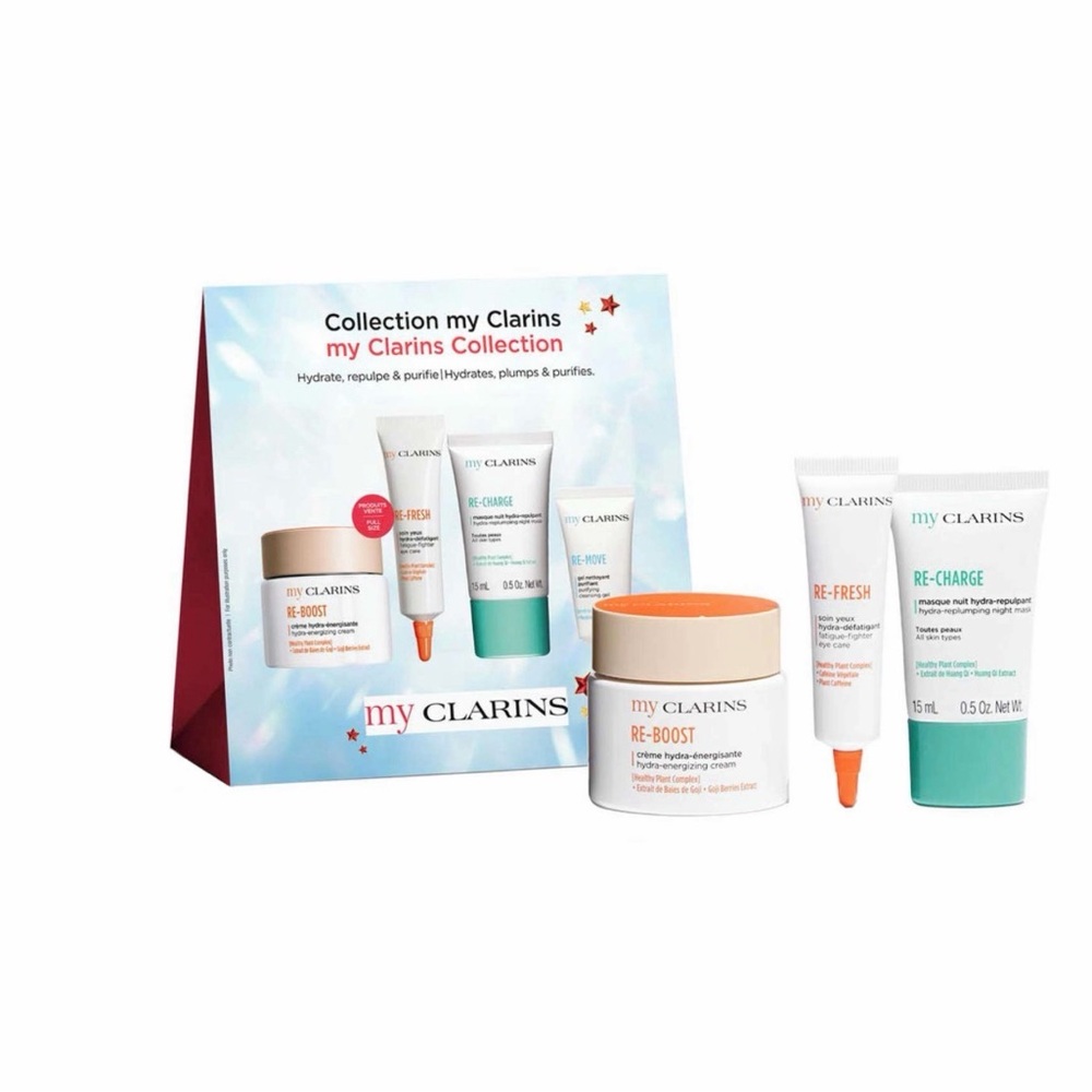 My Clarins Collection 4-Piece Skincare Set Re-Boost Re-Refresh Re-Charge Re-Move